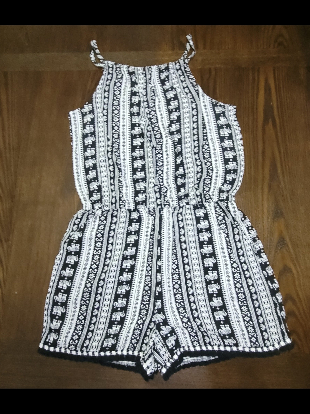 Joe B Black & White Patterned Girls Romper